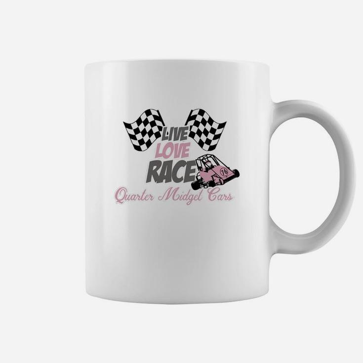 Live Love Race Quarter Midget Cars Shirt Pink Gray Grey Coffee Mug