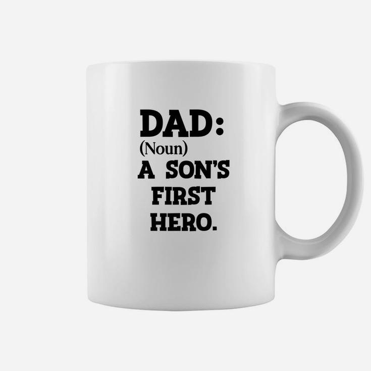 Mens Dad A Sons First Hero Mens Fathers Day Definition Gift Premium Coffee Mug