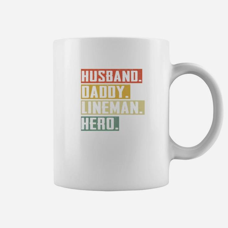 Mens Husband Daddy Lineman Hero Fathers Day Gift Coffee Mug