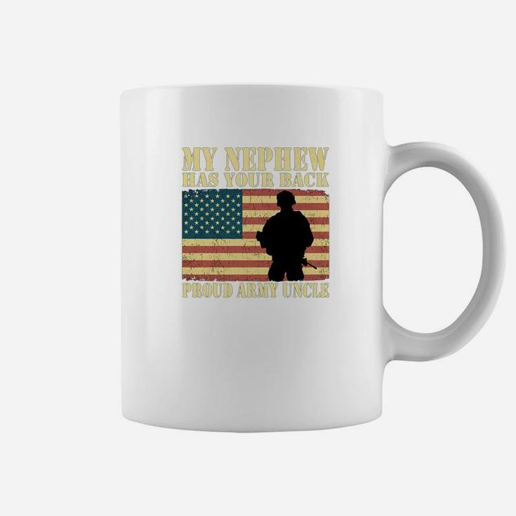 Mens My Nephew Has Your Back Proud Army Uncle Family Gifts Coffee Mug