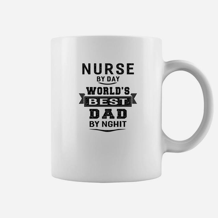 Mens Nurse By Day Worlds Best Dad By Nghit Coffee Mug