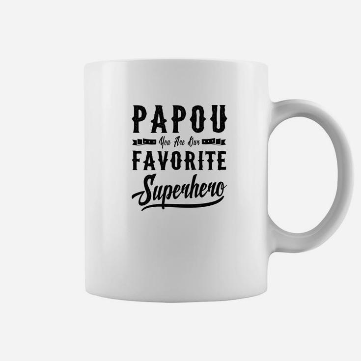 Mens Papou Superhero Fathers Day Gifts Dad Grandpa Men Coffee Mug