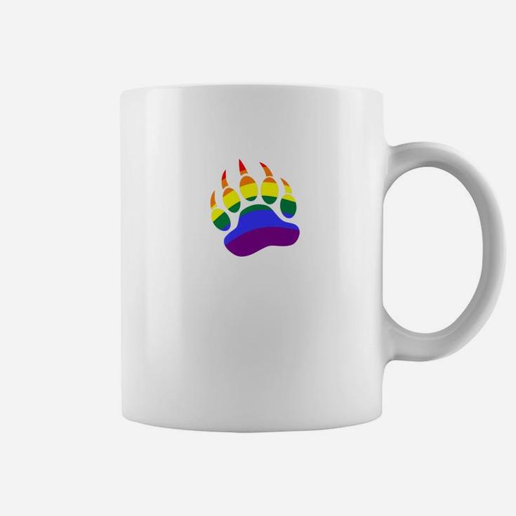 Mens Rainbow Daddy Bear Cub Paw Print Lgbt Pride Coffee Mug