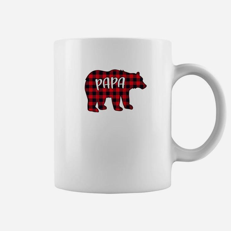Mens Red Plaid Papa Bear Matching Buffalo Family Christmas Gift Coffee Mug