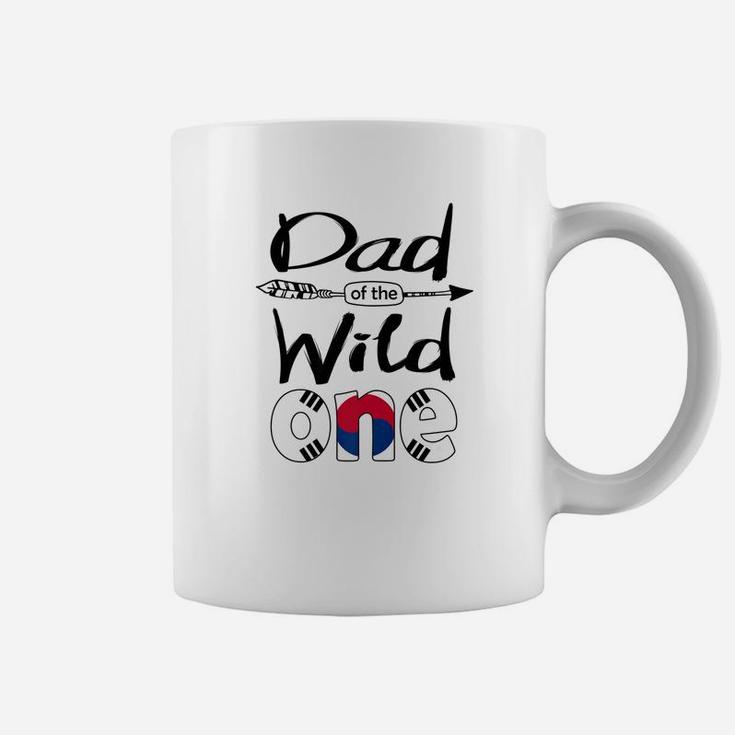 Mens White Korean Dad Of The Wild One Birthday South Korea Flag Premium Coffee Mug