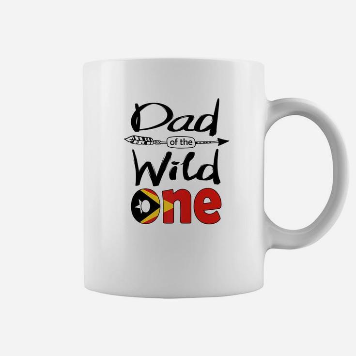 Mens White Timorese Dad Of The Wild One Birthday Timorleste Flag Premium Coffee Mug
