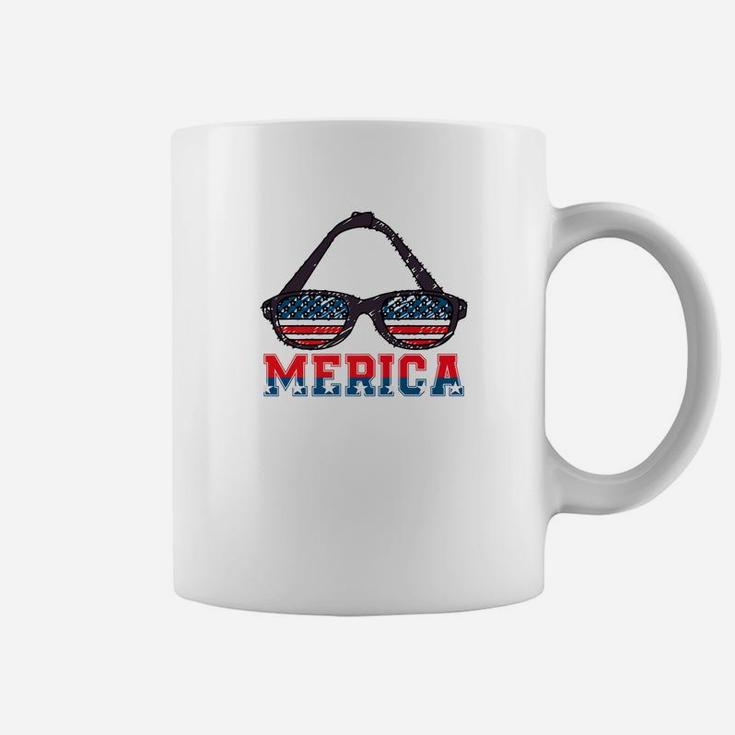Merica Sunglasses Patriotic 4th Of July Veterans Flag Day Premium Coffee Mug