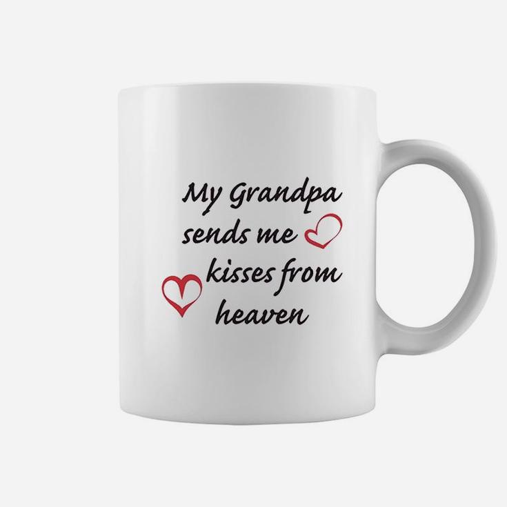 My Grandpa Sends Me Kisses From Heaven Grandfather Coffee Mug