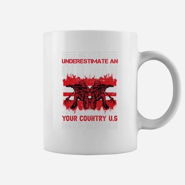 Never Underestimate An Old Man Who Defended Your Country US Navy Veteran Coffee Mug