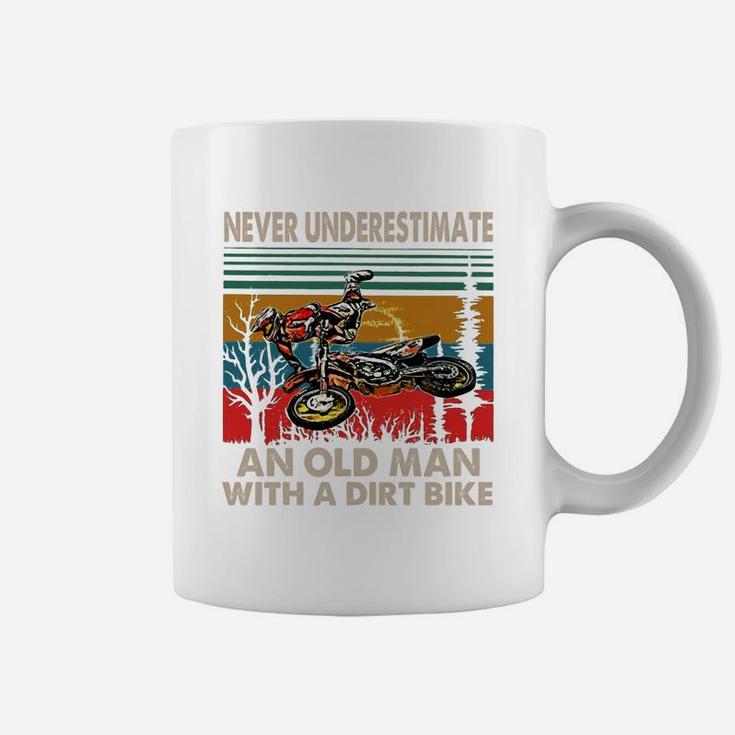 Never Underestimate An Old Man With A Dirt Bike Vintage Shirt Coffee Mug