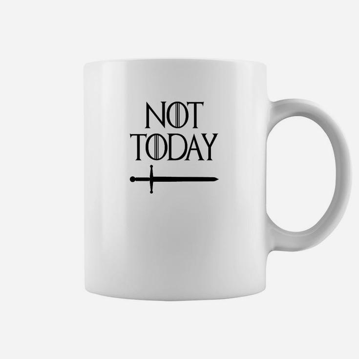 Not Today Weißes Tassen mit Schwertmotiv, Lustiges Motto Tee