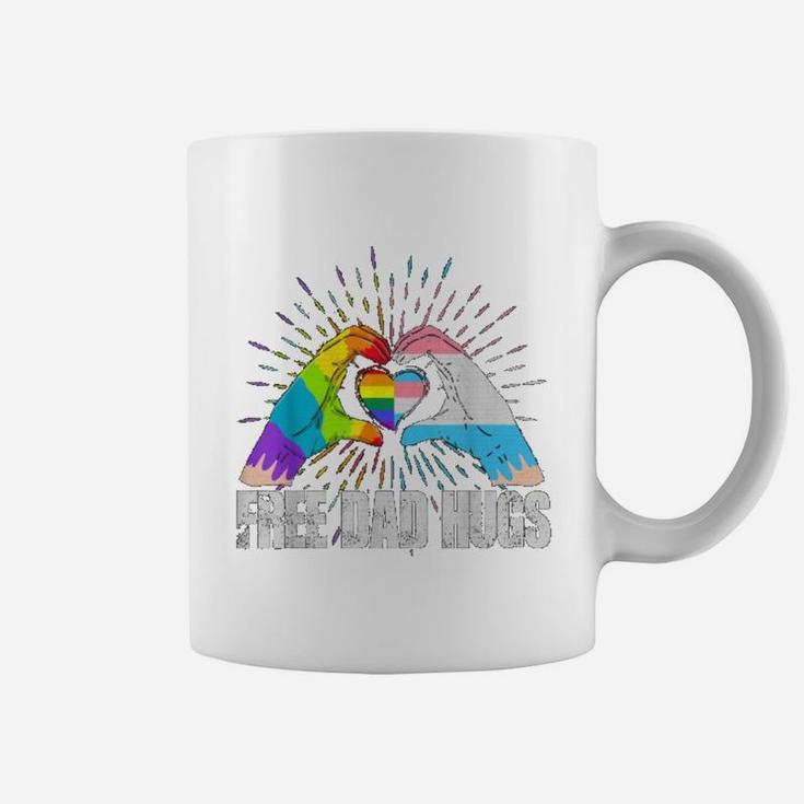 Official Free Dad Hugs Rainbow Lgbt Trans Gay Pride Fathers Day Coffee Mug