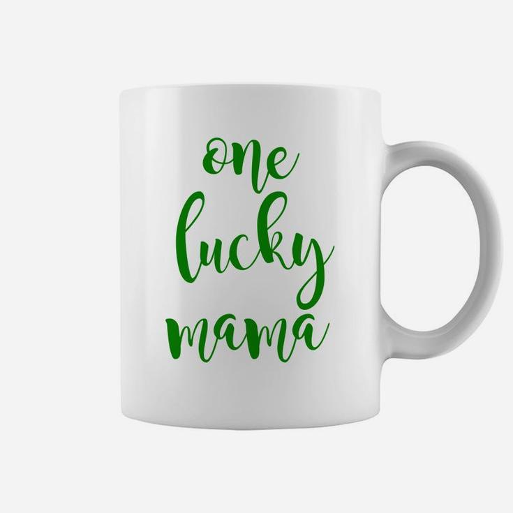 One Lucky Mama Cute Script St Patricks Day Moms Coffee Mug