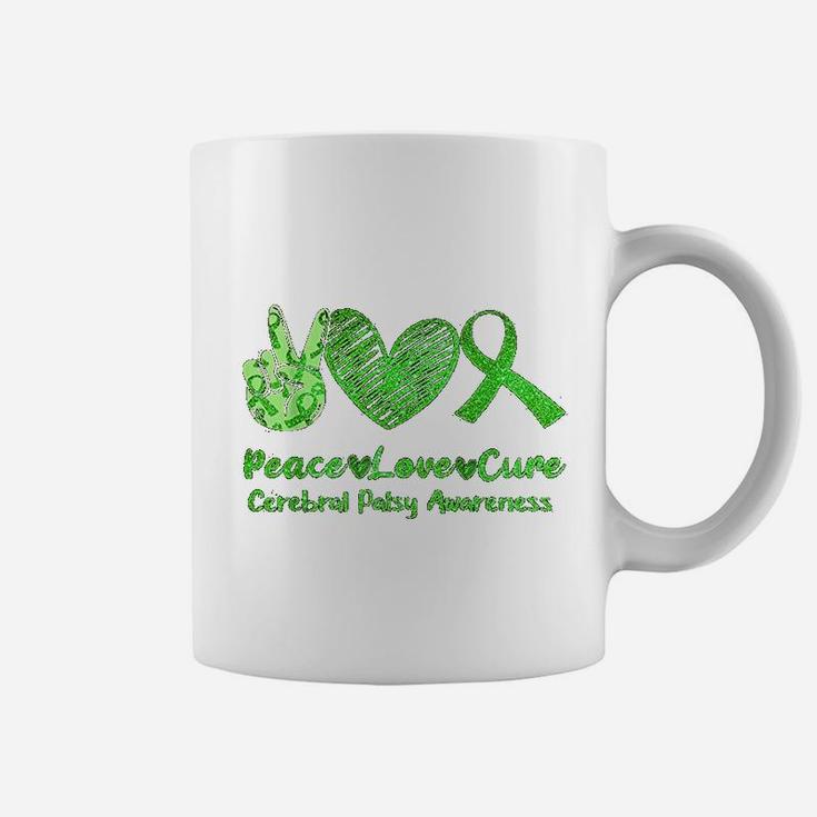 Peace Love Cure Cerebral Palsy Cp Support Green Gift Coffee Mug