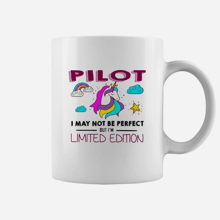 Pilot I May Not Be Perfect But I Am Unique Funny Unicorn Job Title Coffee Mug