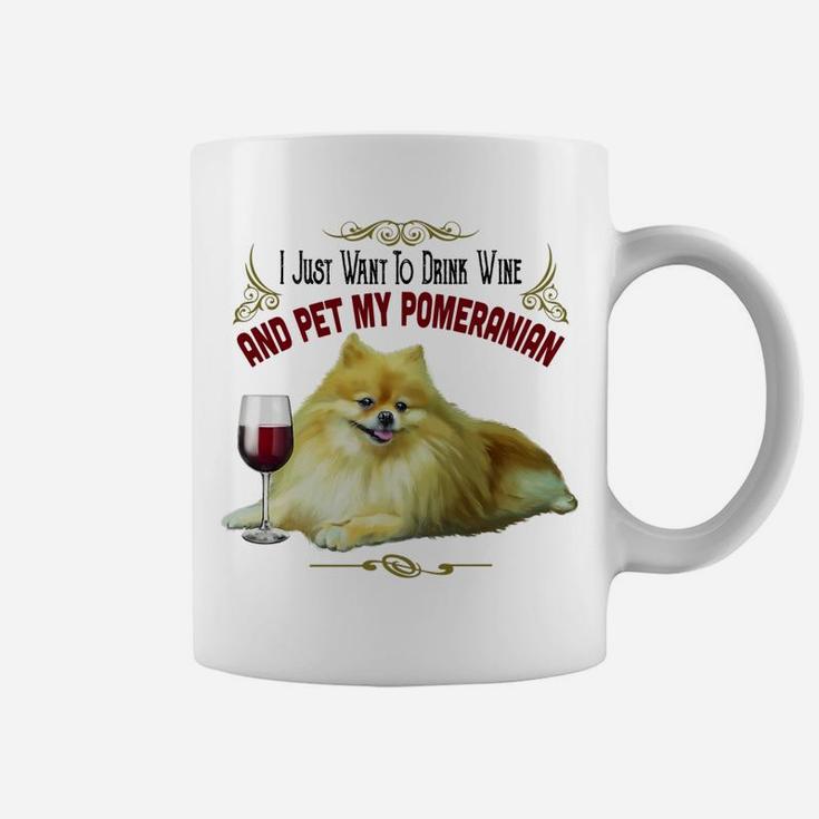 Pomeranian Dog Pom And Wine Funny Pomeranian Gifts Coffee Mug