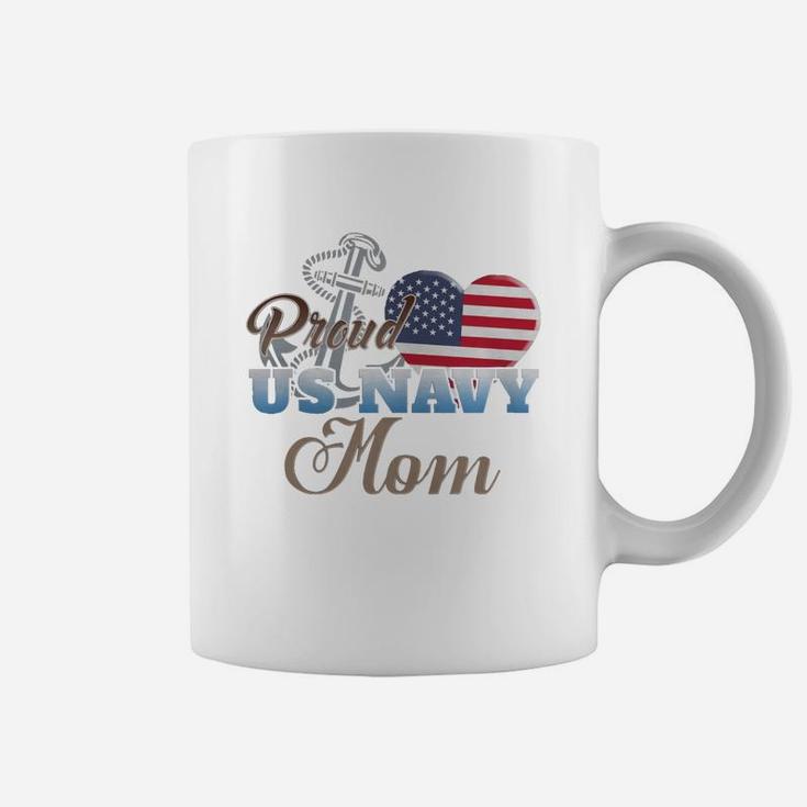 Proud Us Navy Mom Shirt - Navy Mom Patriotic Heart Coffee Mug