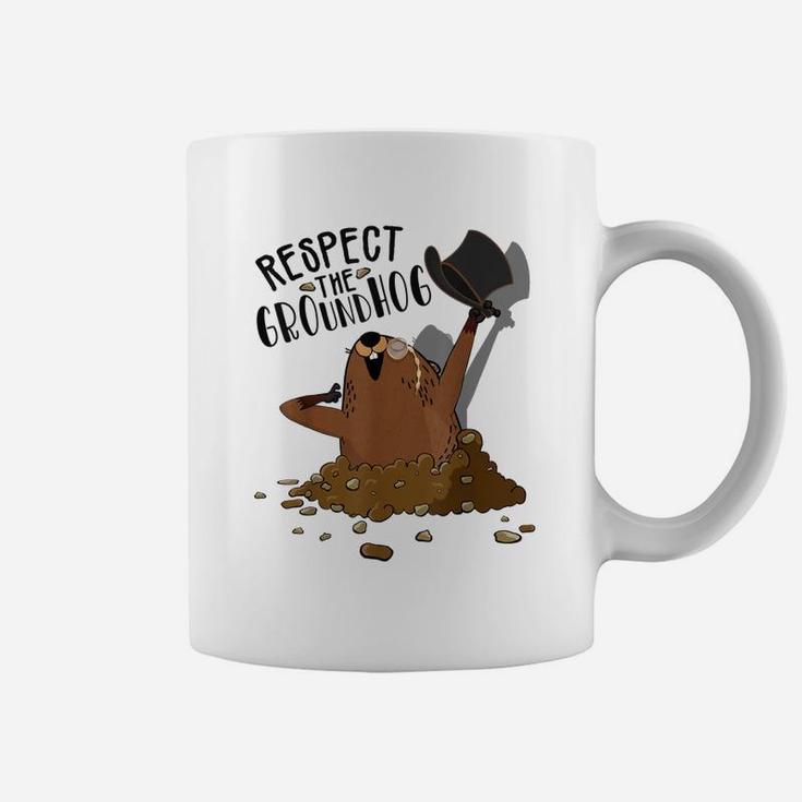 Respect The Groundhog Woodchuck Cute Groundhog Day Coffee Mug