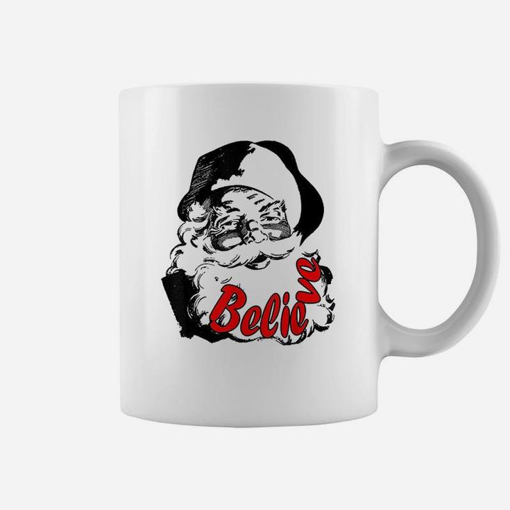 Retro Vintage Christmas Believe Santa Calus Coffee Mug