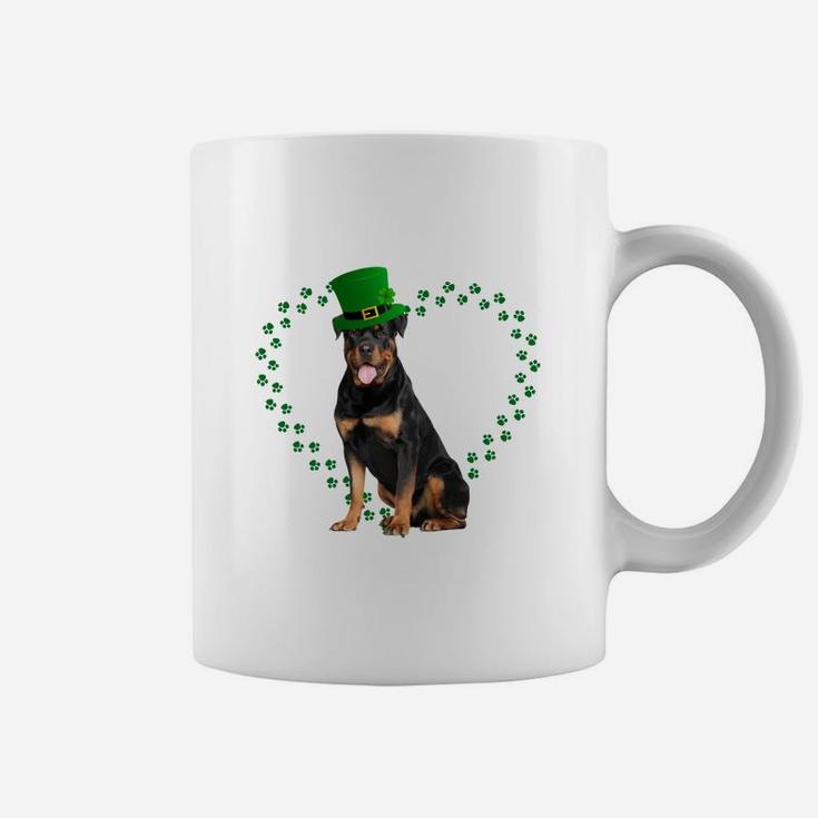 Rottweiler Heart Paw Leprechaun Hat Irish St Patricks Day Gift For Dog Lovers Coffee Mug