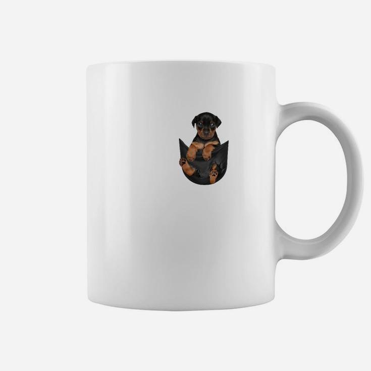 Rottweiler-Welpen Taschenmotiv Unisex Tassen, Tierliebhaber Design