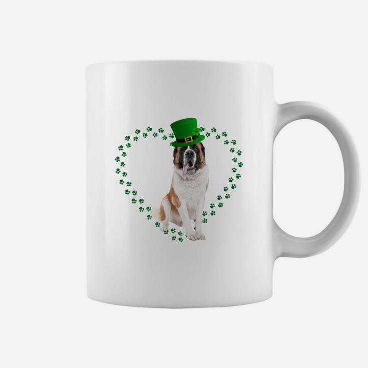 Saint Bernard Heart Paw Leprechaun Hat Irish St Patricks Day Gift For Dog Lovers Coffee Mug
