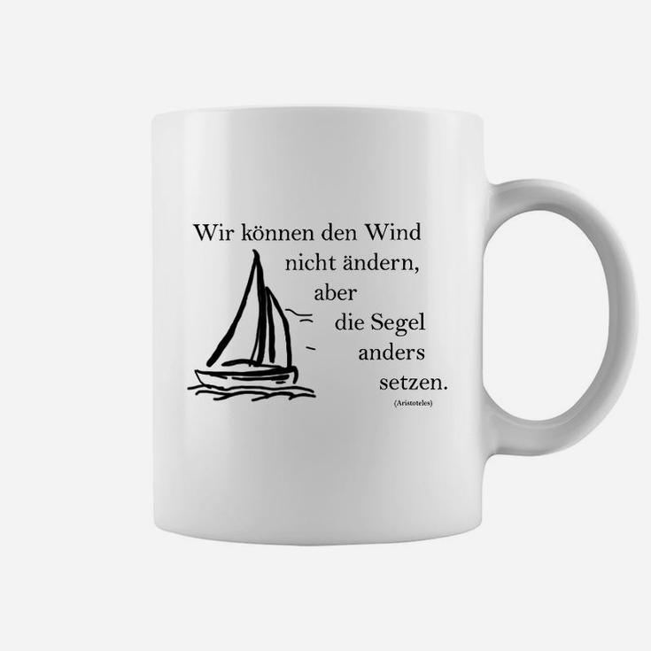 Segelboot-Motiv Tassen, Inspirierender Spruch für Segler