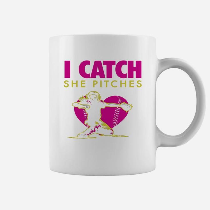 Softball Dad amp;amp; Mom Shirt - I Catch, She Pitches Black Youth B01n0p5vlh 1 Coffee Mug
