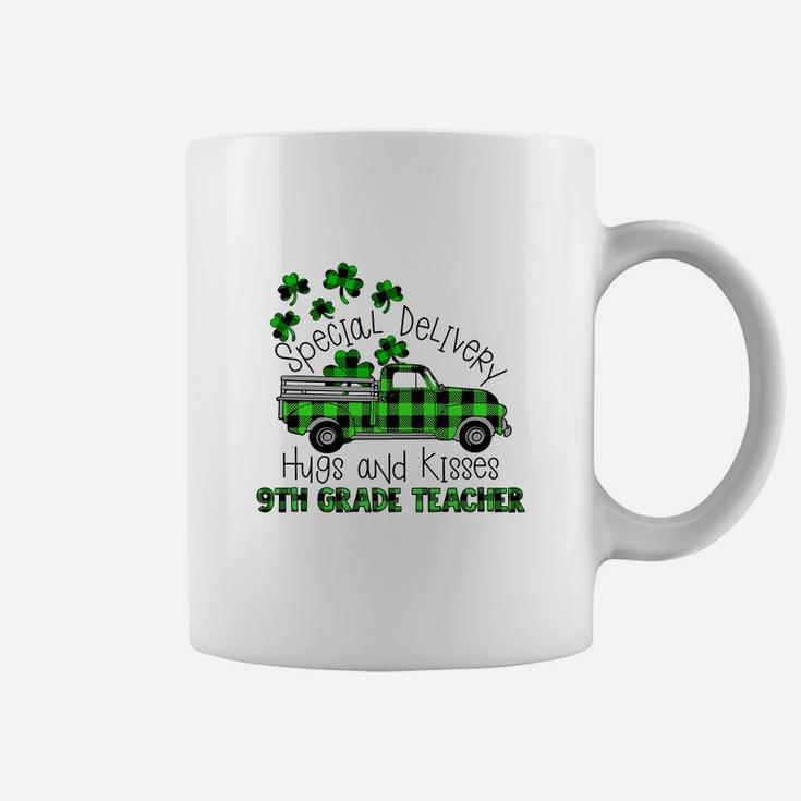 Special Delivery Hugs And Kisses 9th Grade Teacher St Patricks Day Teaching Job Coffee Mug