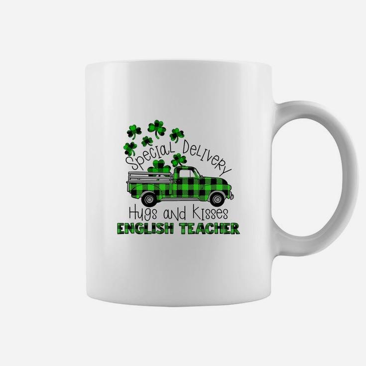Special Delivery Hugs And Kisses English Teacher St Patricks Day Teaching Job Coffee Mug