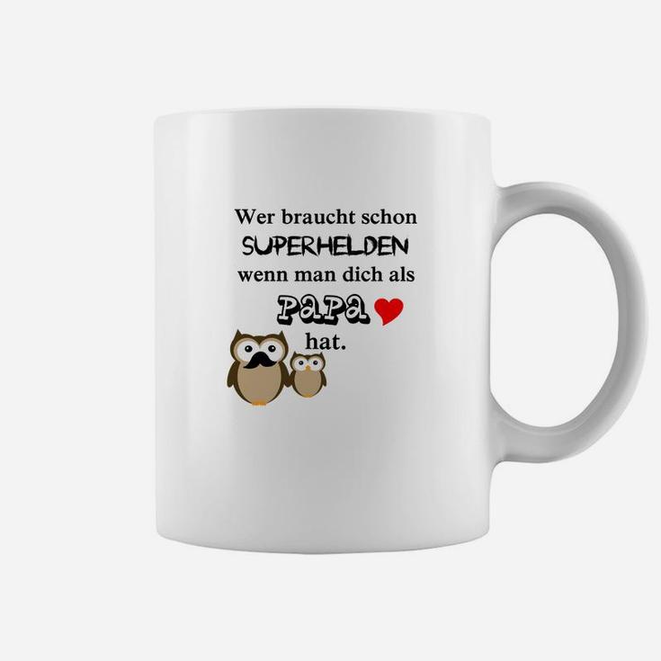 Superheld Papa Tassen mit Comic Eulen Design, Lustiges Vatertag Tee