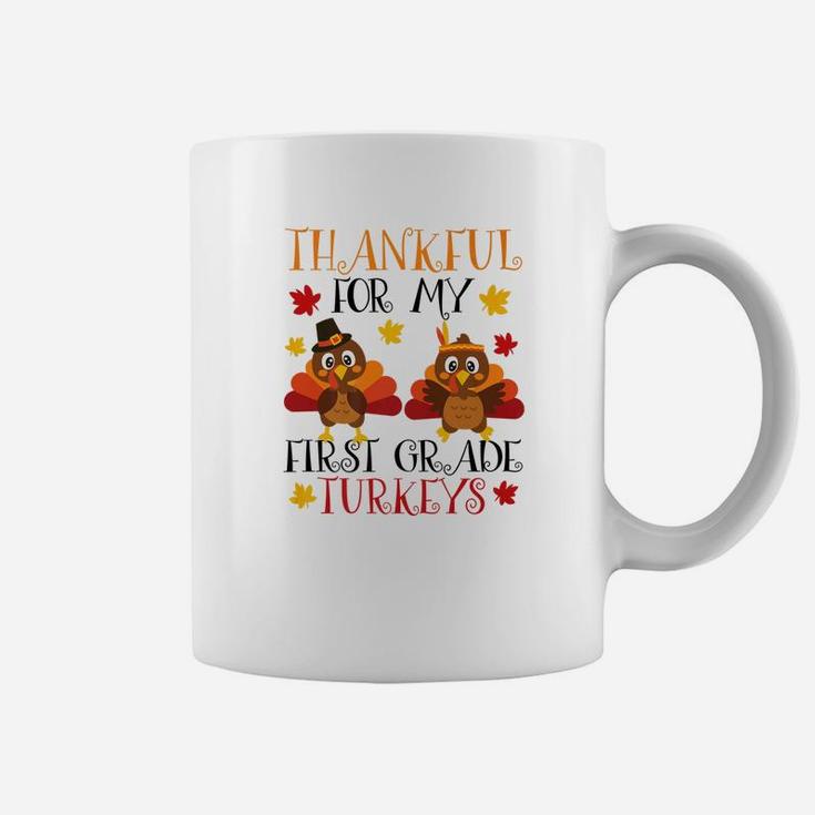 Thankful 1st Grade Turkey Teacher Thanksgiving Coffee Mug