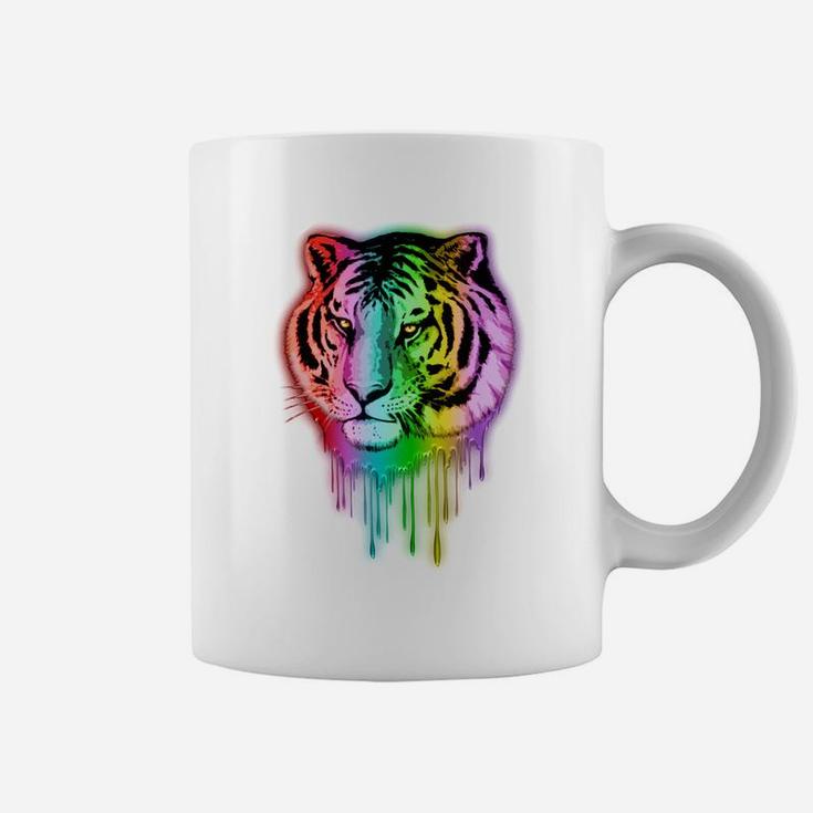 Tiger Neon Dripping Rainbow Colors Funny Shirts Coffee Mug
