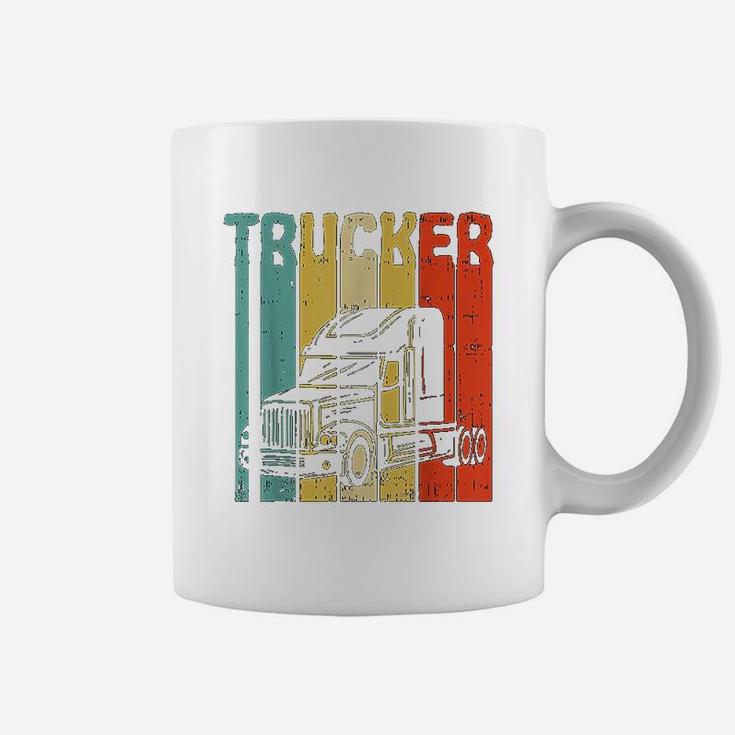 Trucker Retro Truckin Big Rig Semi Trailer Truck Driver Gift Coffee Mug