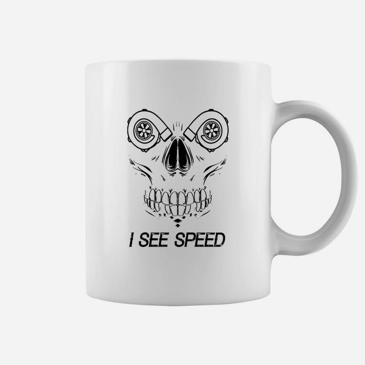 Twin Turbo Skull Face Drag Speed Racing Coffee Mug