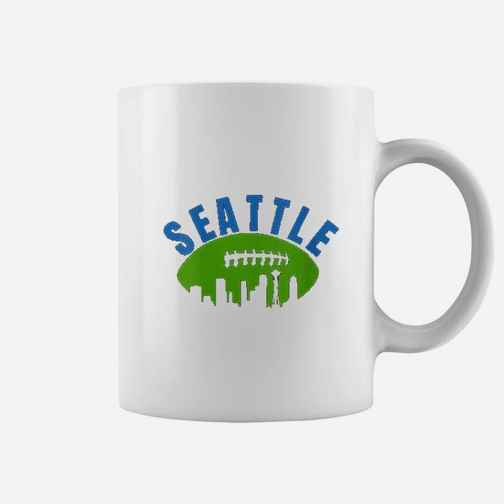 Vintage Seattle Cityscape Retro Football Graphic Coffee Mug