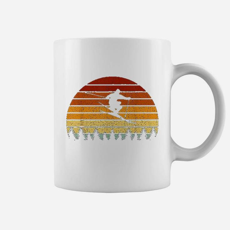 Vintage Sunset Skiing Gift For Skiers Coffee Mug