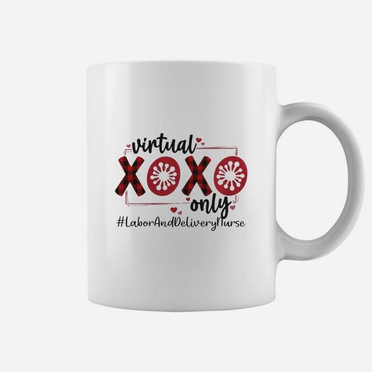 Vitual Xoxo Only Labor And Delivery Nurse Red Buffalo Plaid Nursing Job Title Coffee Mug