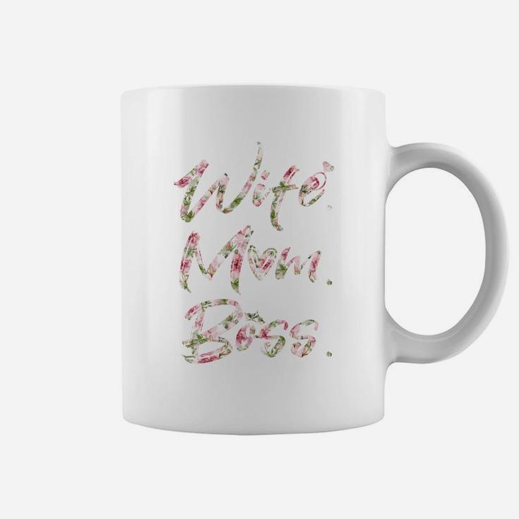 Wife Mom Boss Flower Coffee Mug