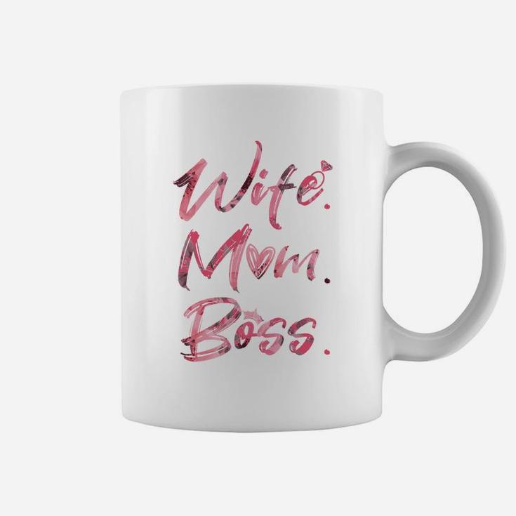 Wife Mom Boss Pink Coffee Mug