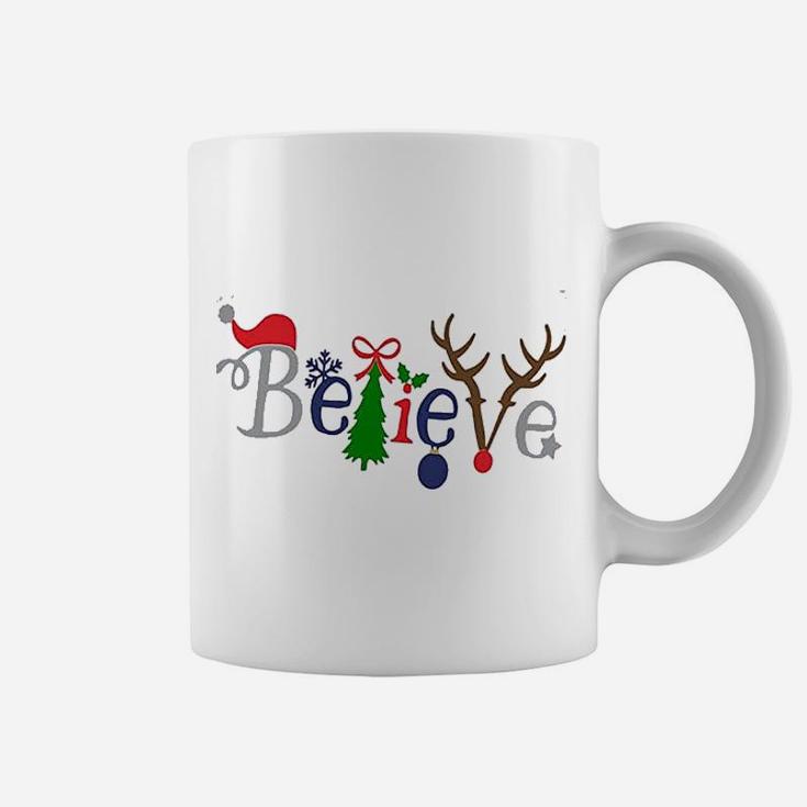Women Merry Christmas Cute Santa Tree Reindeer Believe Coffee Mug