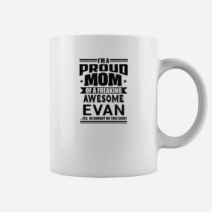 Womens Proud Mom Of Evan Mother Son Name Coffee Mug