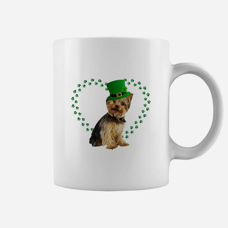Yorkshire Terrier Heart Paw Leprechaun Hat Irish St Patricks Day Gift For Dog Lovers Coffee Mug