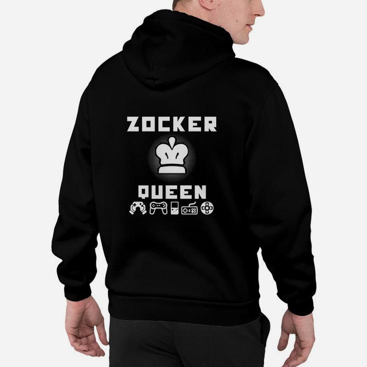 Gamer Queen Damen Hoodie, Schwarzes mit Spielersymbolen