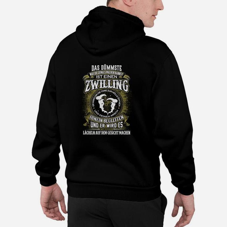 Lustiges Zwilling-Spruch Hoodie, Witziges Geschwister Tee in Schwarz