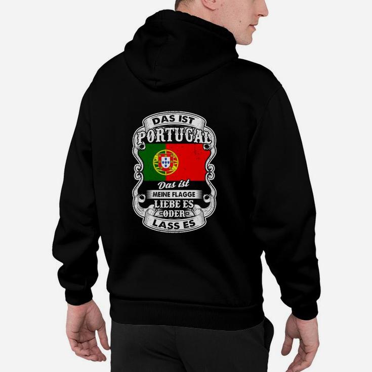 Portugal Flaggen-Hoodie mit Patriotischem Spruch, Schwarz