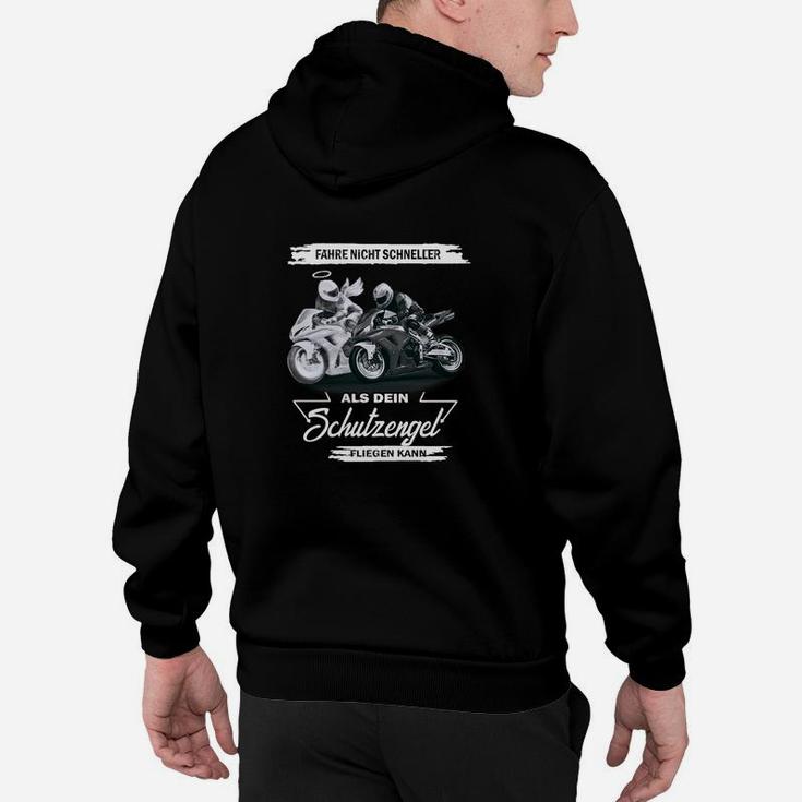 Schwarz Herren-Motorradshirt mit Schutzengel-Motiv, Biker Schutz Design Hoodie