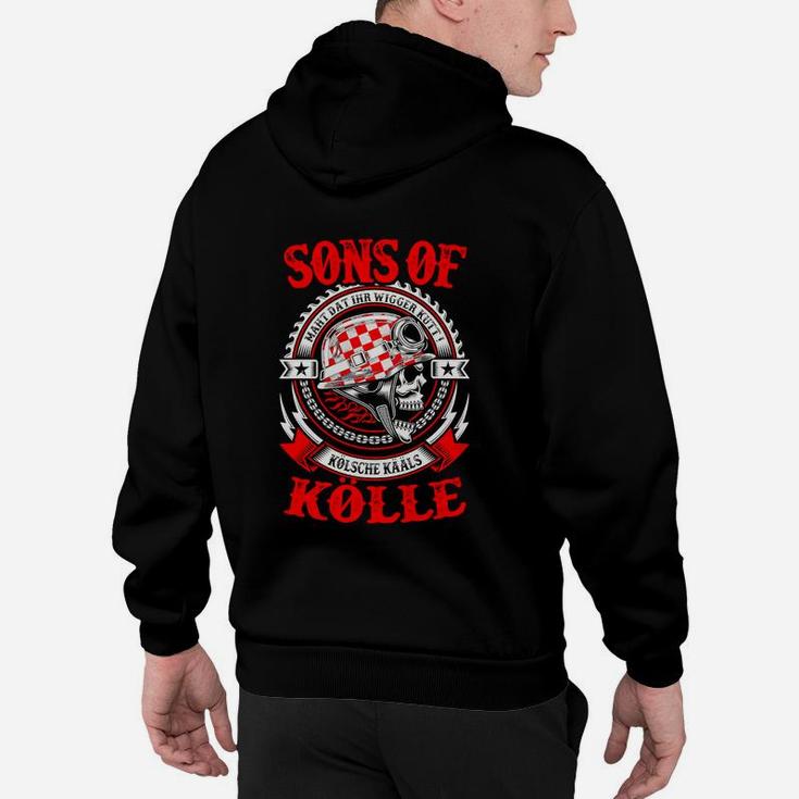 Schwarzes Biker-Hoodie mit Sons of Köln Aufdruck & Totenkopf
