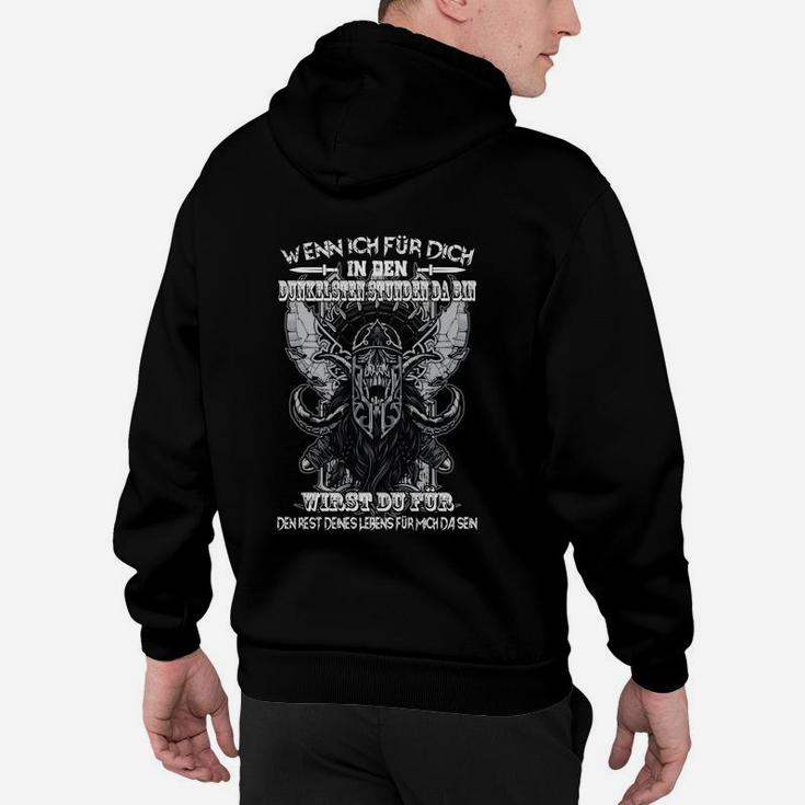 Schwarzes Herren-Hoodie mit Germanischem Motiv und Spruch, Nordisches Design