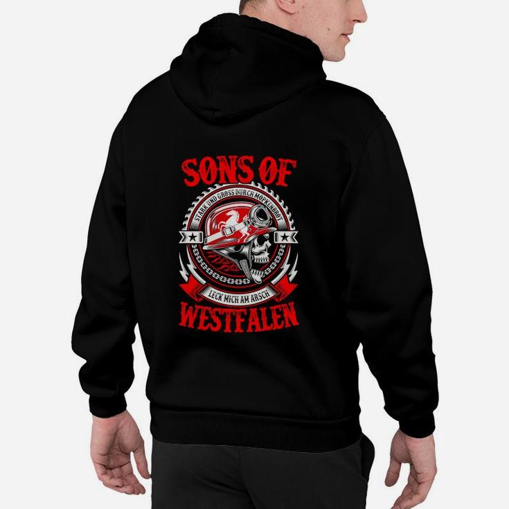 Schwarzes Herren Hoodie Sons of Westfalen mit Totenkopf Design